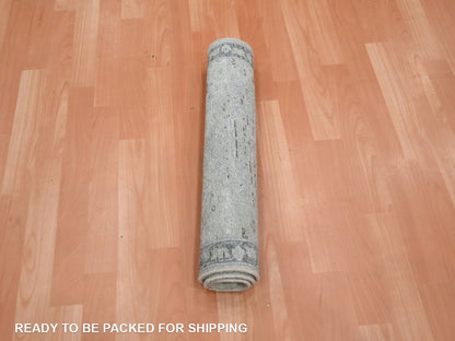 Grey 2'0" x 3'0" Oushak And Peshawar Hand knotted Silk Rug - Sku: O075918