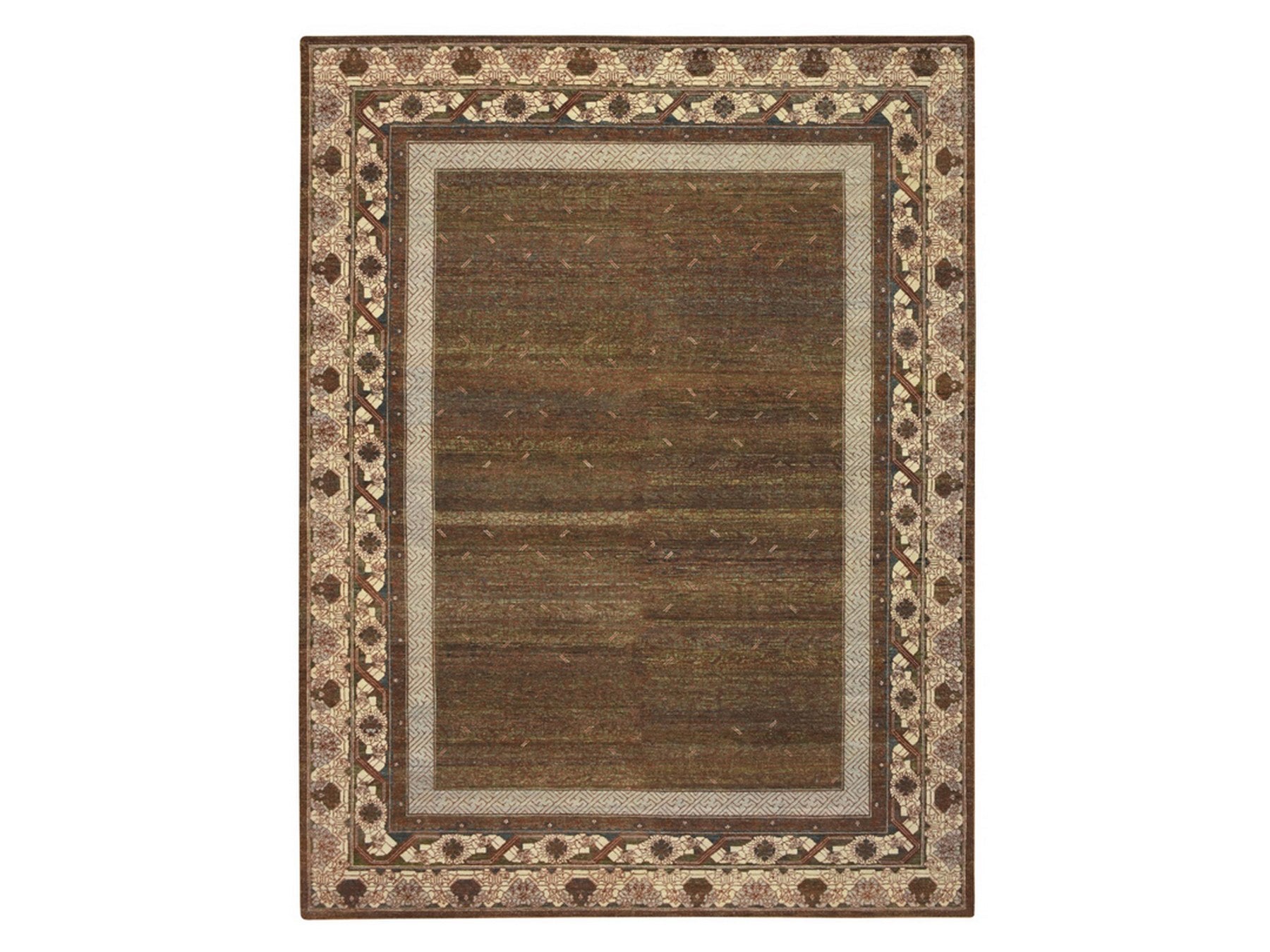 Brown 9'2" x 12'1" Khotan and Samarkand Hand knotted Wool Rug - Sku: O075920