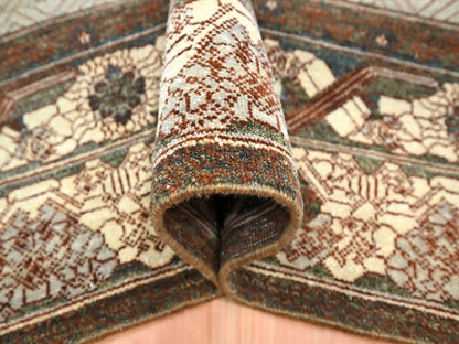 Brown 9'2" x 12'1" Khotan and Samarkand Hand knotted Wool Rug - Sku: O075920