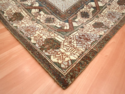 Brown 9'2" x 12'1" Khotan and Samarkand Hand knotted Wool Rug - Sku: O075920