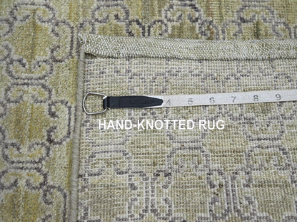 Green 2'0" x 3'0" Khotan and Samarkand Hand knotted Silk Rug - Sku: O075921