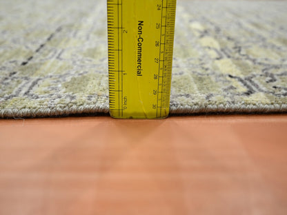 Green 2'0" x 3'0" Khotan and Samarkand Hand knotted Silk Rug - Sku: O075922