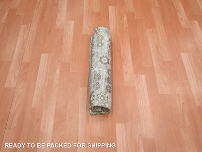 Beige 2'0" x 3'0" Khotan and Samarkand Hand knotted Wool Rug - Sku: O075926