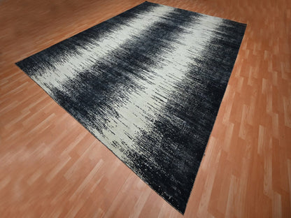 Black 11'9" x 15'0" Modern and Contemporary Hand knotted Wool Rug - Sku: O075927