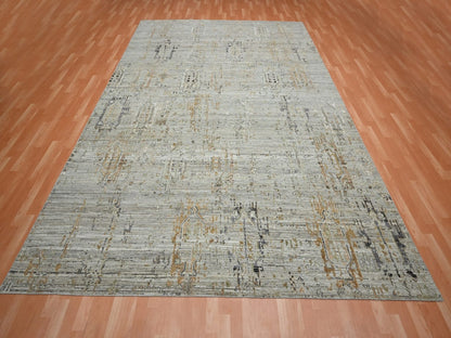 Beige 8'11" x 11'11" Modern and Contemporary Hand knotted Wool Rug - Sku: O075928