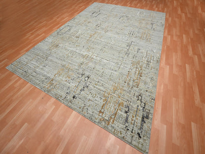 Beige 8'11" x 11'11" Modern and Contemporary Hand knotted Wool Rug - Sku: O075928