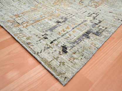 Beige 8'11" x 11'11" Modern and Contemporary Hand knotted Wool Rug - Sku: O075928
