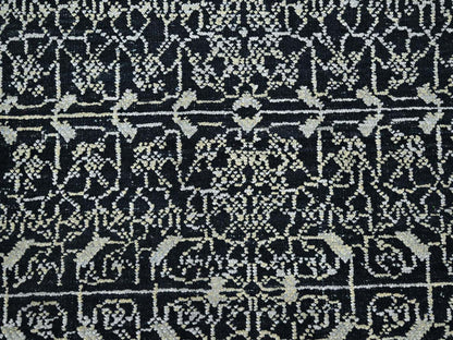 Black 9'10" x 14'4" Fine Oriental Hand knotted Wool/Silk Rug - Sku: O075930