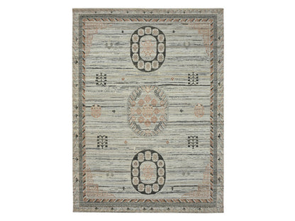 Grey 8'11" x 12'4" Khotan and Samarkand Hand knotted Silk Rug - Sku: O075931