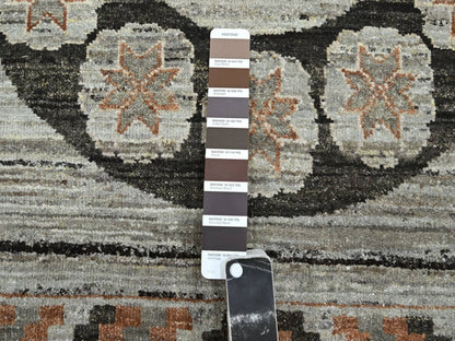 Grey 8'11" x 12'4" Khotan and Samarkand Hand knotted Silk Rug - Sku: O075931