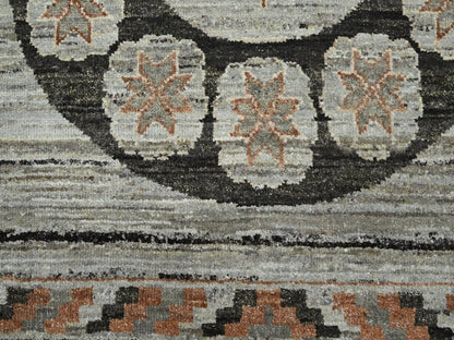 Grey 8'11" x 12'4" Khotan and Samarkand Hand knotted Silk Rug - Sku: O075931