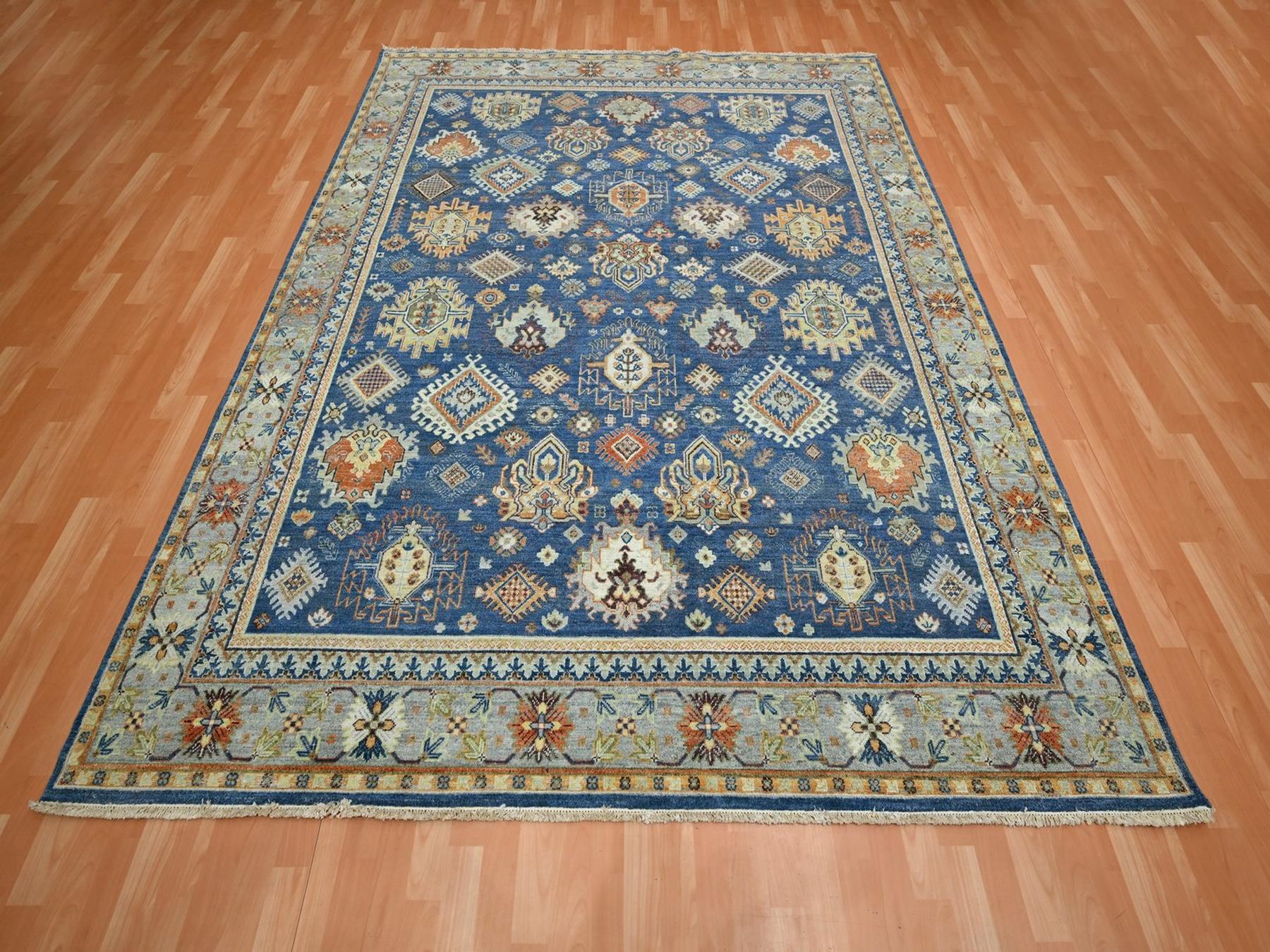 Blue 7'11" x 9'9" Tribal & Geometric Hand knotted Wool Rug - Sku: O075932