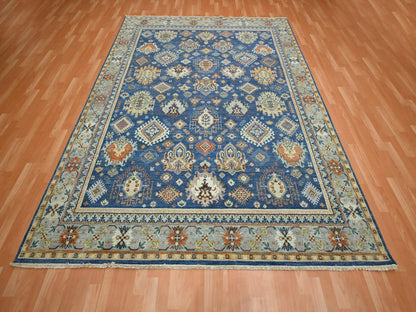 Blue 7'11" x 9'9" Tribal & Geometric Hand knotted Wool Rug - Sku: O075932