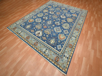 Blue 7'11" x 9'9" Tribal & Geometric Hand knotted Wool Rug - Sku: O075932