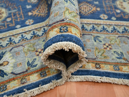 Blue 7'11" x 9'9" Tribal & Geometric Hand knotted Wool Rug - Sku: O075932