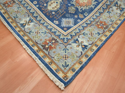 Blue 7'11" x 9'9" Tribal & Geometric Hand knotted Wool Rug - Sku: O075932