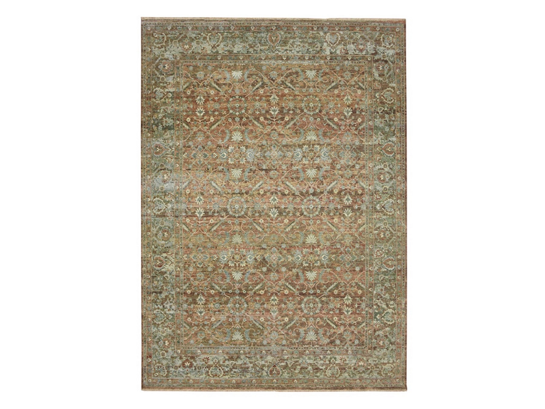Mahal Fine Oriental hand-knotted wool rug in Red & Brown, 9'10" x 13'11" — SKU O075934