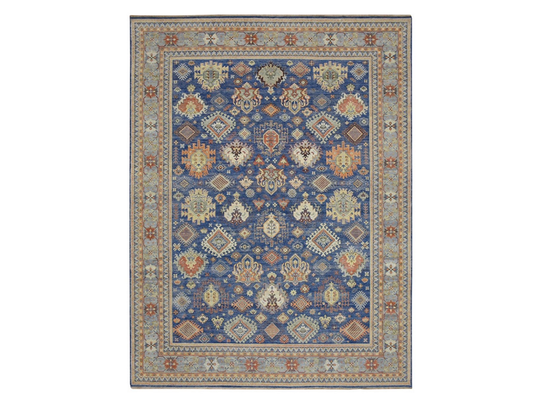 Blue 10'0" x 13'4" Tribal & Geometric Hand knotted Wool Rug - Sku: O075936