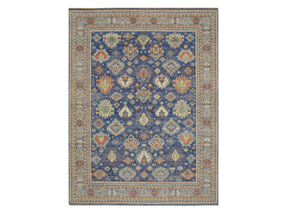 Blue 10'0" x 13'4" Tribal & Geometric Hand knotted Wool Rug - Sku: O075936