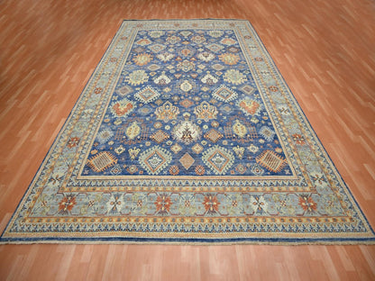 Blue 10'0" x 13'4" Tribal & Geometric Hand knotted Wool Rug - Sku: O075936