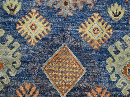 Blue 10'0" x 13'4" Tribal & Geometric Hand knotted Wool Rug - Sku: O075936