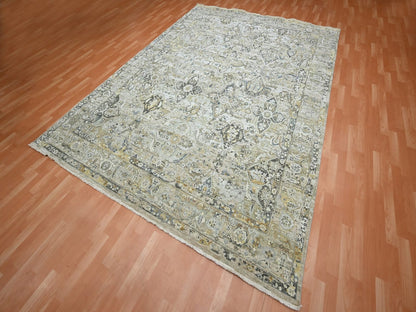 Brown 8'10" x 11'11" Wool and Silk Hand knotted Wool/Silk Rug - Sku: O075938