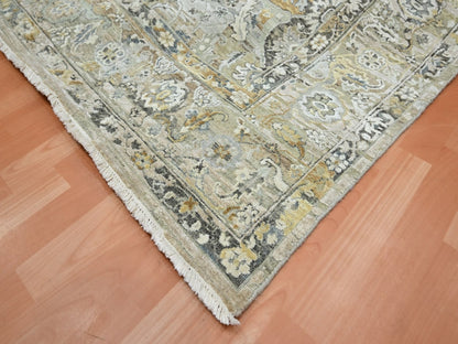Brown 8'10" x 11'11" Wool and Silk Hand knotted Wool/Silk Rug - Sku: O075938