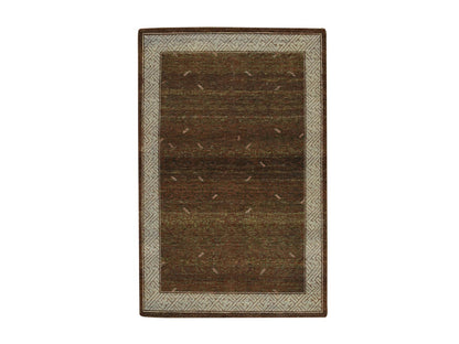 Brown 4'0" x 6'3" Khotan and Samarkand Hand knotted Wool Rug - Sku: O075942
