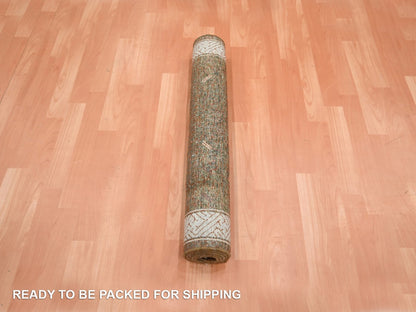 Brown 4'0" x 6'3" Khotan and Samarkand Hand knotted Wool Rug - Sku: O075942