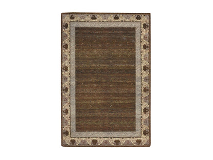 Brown 6'0" x 9'1" Khotan and Samarkand Hand knotted Wool Rug - Sku: O075943