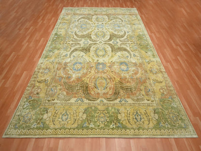 Fine Oriental hand-knotted silk rug in Yellow & Gold, 9' x 12'3" — SKU O075944 (view 2)