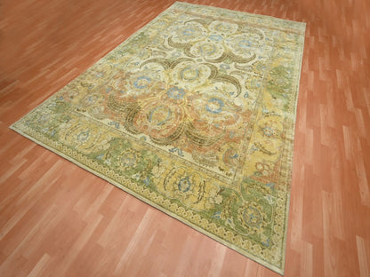 Fine Oriental hand-knotted silk rug in Yellow & Gold, 9' x 12'3" — SKU O075944 (view 3)