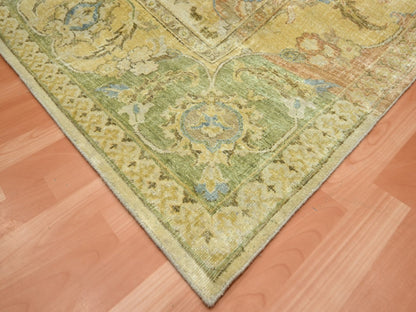 Fine Oriental hand-knotted silk rug in Yellow & Gold, 9' x 12'3" — SKU O075944 (view 6)