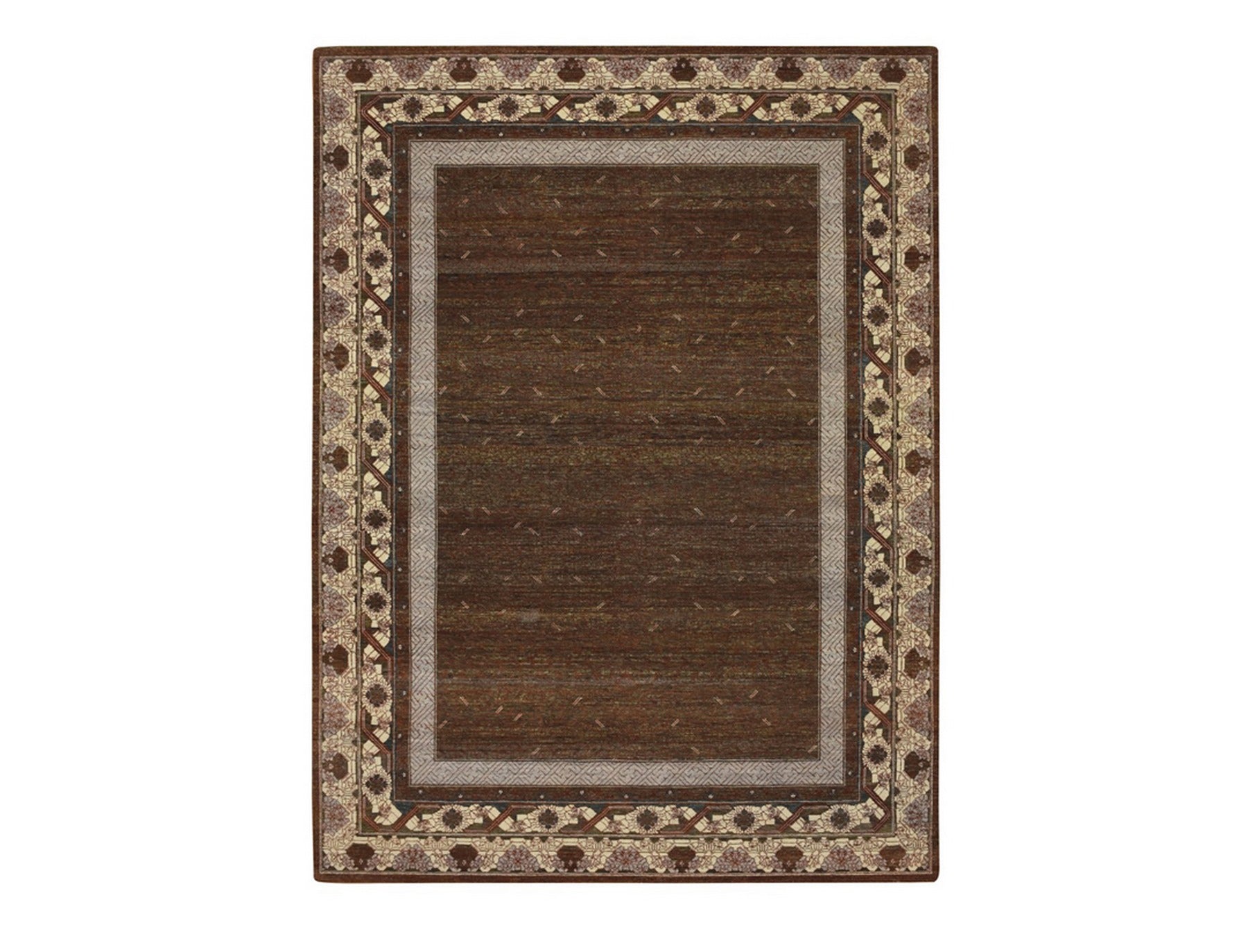 Brown 9'0" x 12'2" Khotan and Samarkand Hand knotted Wool Rug - Sku: O075945