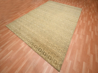 Brown 9'0" x 12'4" Transitional Hand knotted Wool Rug - Sku: O075946