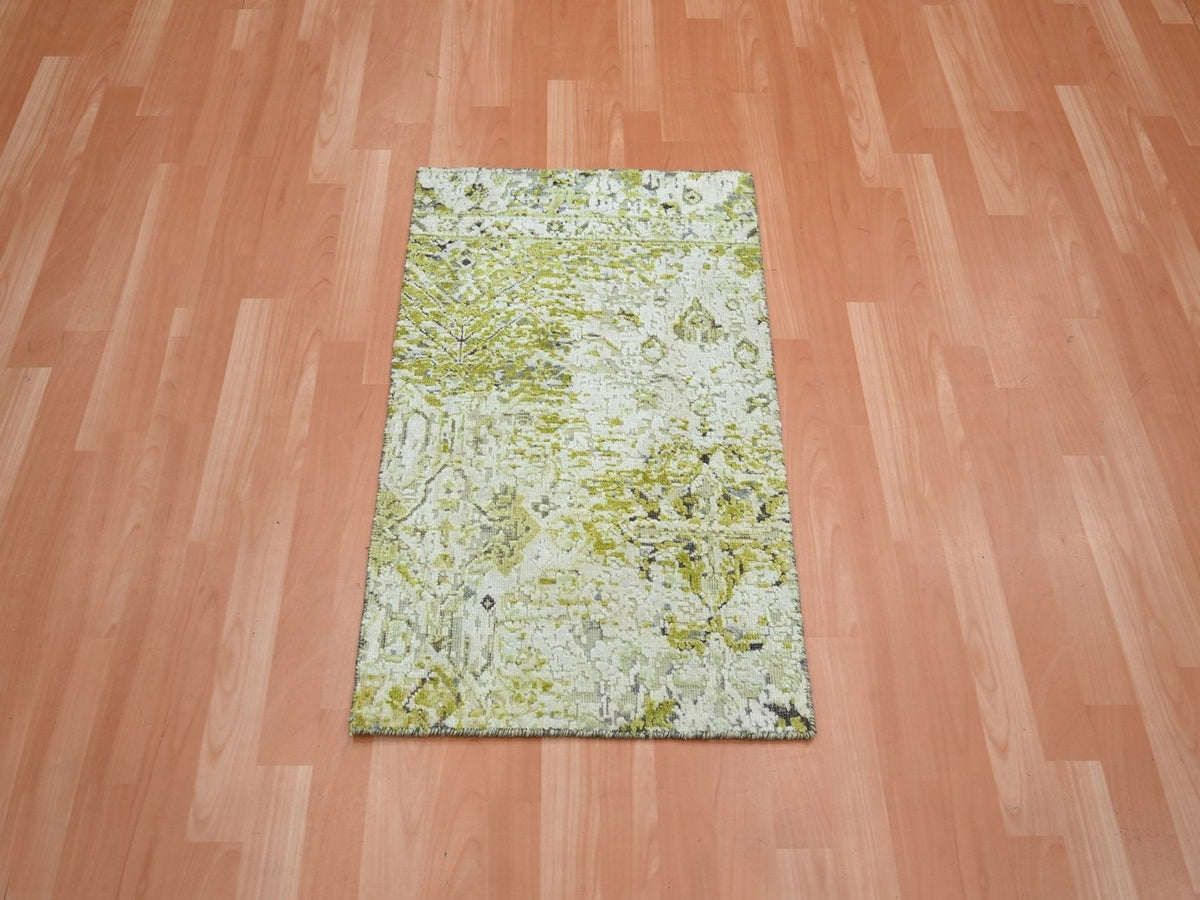 Oushak Oushak hand-knotted silk rug in Green, 2' x 3', SKU O075948 (view 2)