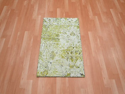 Oushak Oushak hand-knotted silk rug in Green, 2' x 3', SKU O075948 (view 2)
