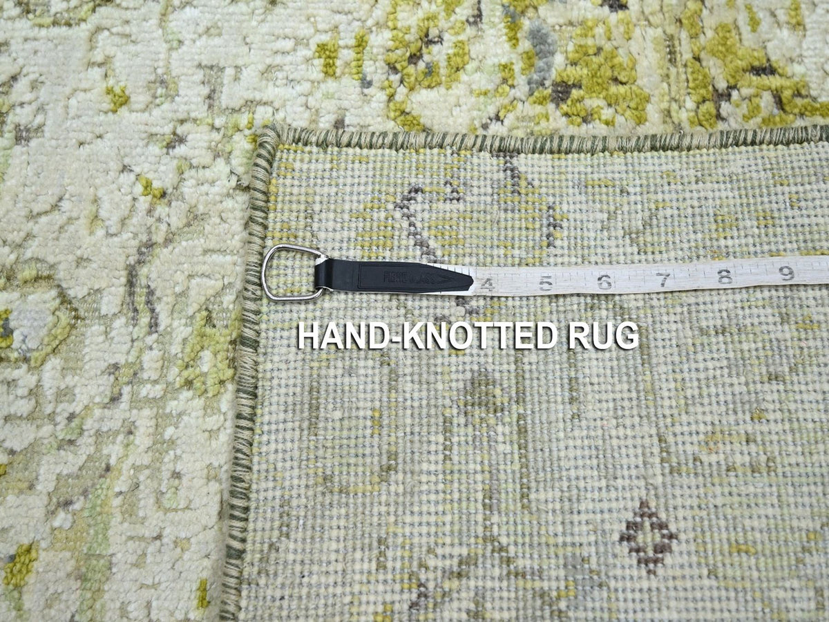 Oushak Oushak hand-knotted silk rug in Green, 2' x 3', SKU O075948 (view 4)