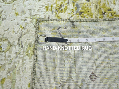 Oushak Oushak hand-knotted silk rug in Green, 2' x 3', SKU O075948 (view 4)