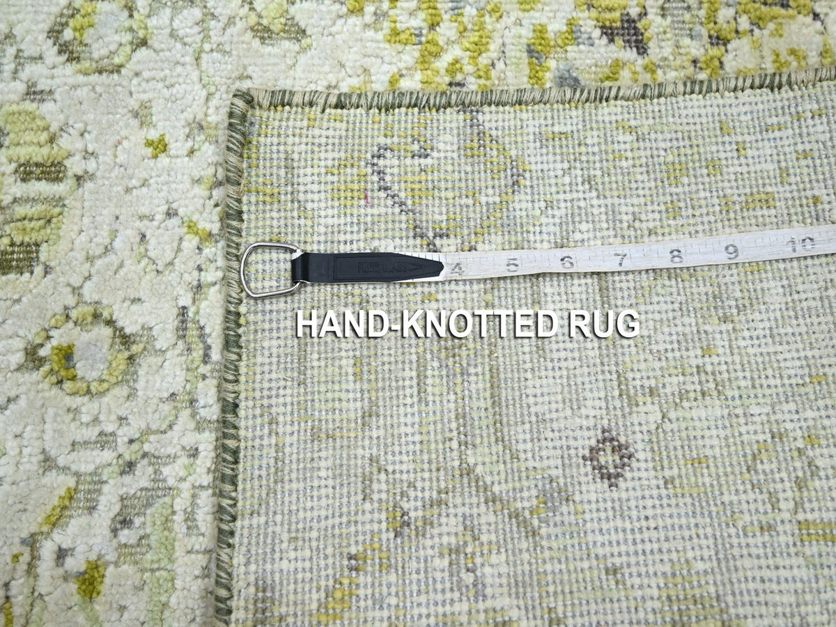 Oushak Oushak hand-knotted silk rug in Green, 2' x 3', SKU O075949 (view 4)