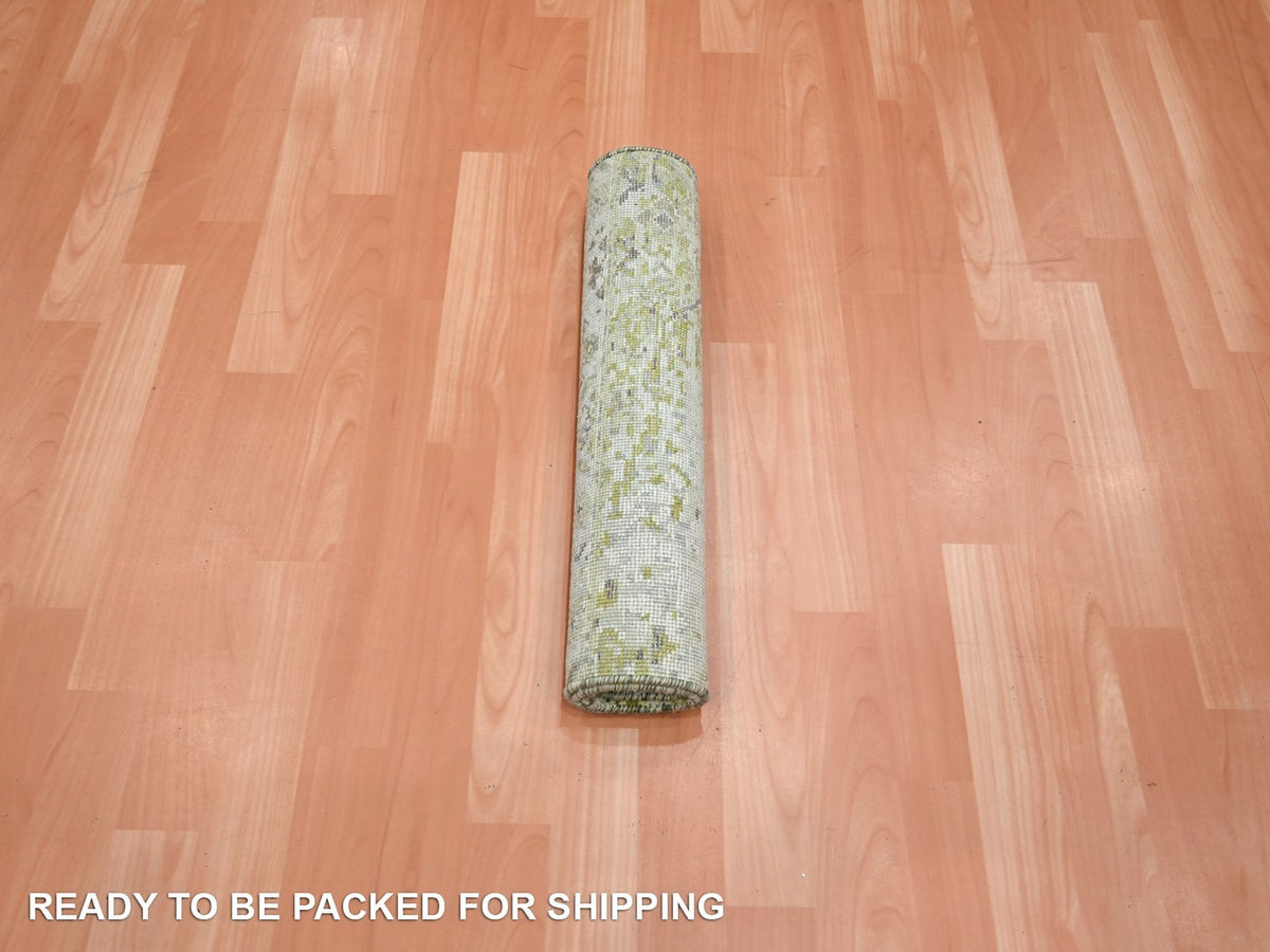 Oushak Oushak hand-knotted silk rug in Green, 2' x 3', SKU O075949 (view 5)