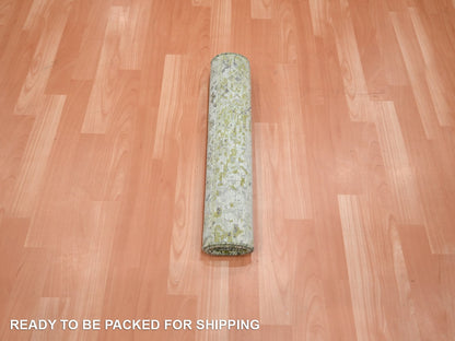 Oushak Oushak hand-knotted silk rug in Green, 2' x 3', SKU O075949 (view 5)