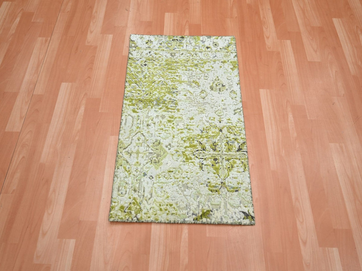 Oushak Oushak hand-knotted silk rug in Green, 2' x 3', SKU O075950 (view 2)