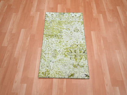 Oushak Oushak hand-knotted silk rug in Green, 2' x 3', SKU O075950 (view 2)
