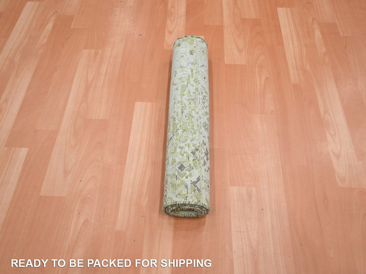 Oushak Oushak hand-knotted silk rug in Green, 2' x 3', SKU O075950 (view 5)