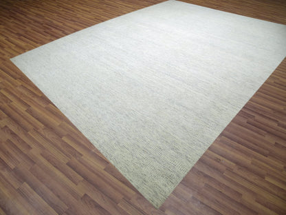 Ivory 15'0" x 19'11" Modern and Contemporary Hand knotted Wool Rug - Sku: O076004