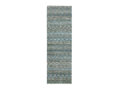 Modern / Contemporary hand-knotted wool runner in Blue, 2'6" x 8'0", SKU O076008