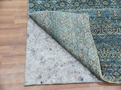 Modern / Contemporary hand-knotted wool runner in Blue, 2'6" x 8'0", SKU O076008