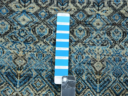 Modern / Contemporary hand-knotted wool runner in Blue, 2'6" x 8'0", SKU O076008