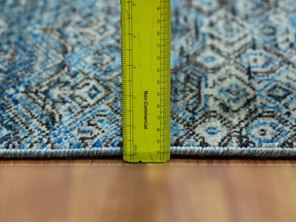 Modern / Contemporary hand-knotted wool runner in Blue, 2'6" x 8'0", SKU O076008